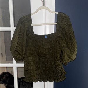 Old Navy Olive Green Textured Blouse